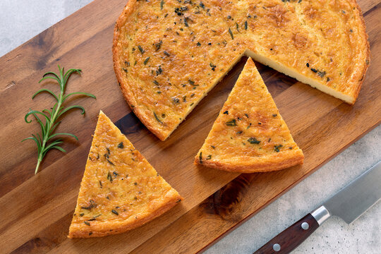 Chickpea pancake Farinata Ligure. Homemade traditional Italian cuisine dish.