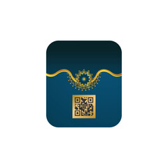 Barcode qr label with ethnic luxury mandala design