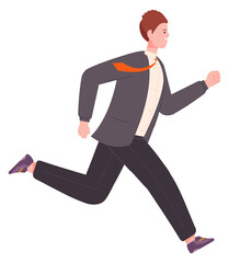 Man hurrying late for work. Deadline symbol. Running person