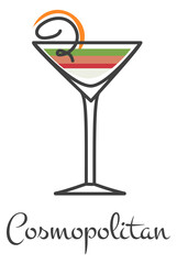 Cosmopolitan cocktail glass color icon. Alcohol drink
