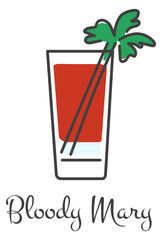 Bloody mary color icon. Cocktail bar drawing