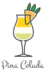 Pina colada color icon. Summer party cocktail