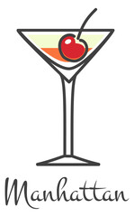 Manhattan color icon. Cocktail glass alcohol drink