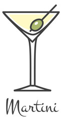 Martini color icon. Party drink. Alcohol bar symbol