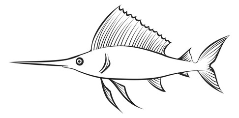 Swordfish line icon. Ocean fish. Underwater animal