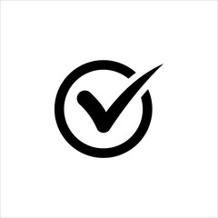 Check mark vector icon. Checkmark right symbol tick sign. Ok button icon on white background