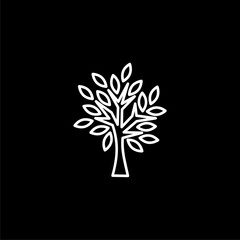 Tree line icon. Nature symbol  isolated on black background 