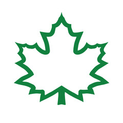 Green maple leaf icon outlined vector illustration. 