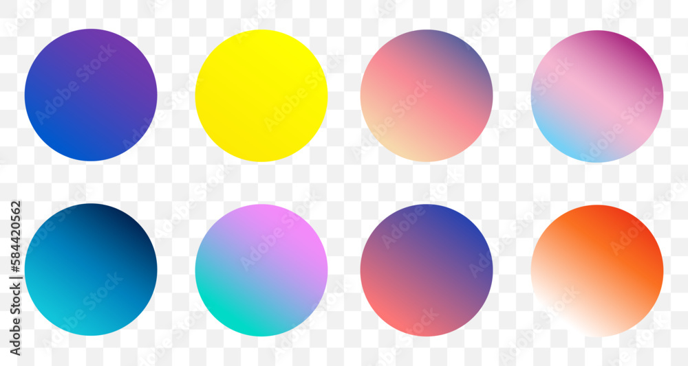 Poster set of round vector gradient. multicolor sphere. modern abstract background texture. template for de