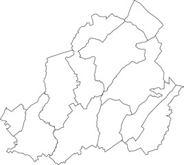 White flat vector administrative map of LA LOUVIÈRE, BELGIUM with black border lines of its municipalities