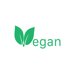 Vegan sign vector. Vegan label with leaves.
