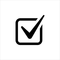 Check mark vector icon. Checkmark right symbol tick sign. Ok button icon on white background