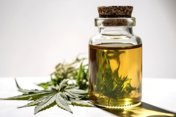 marijuana medicinal oil in small bottle Generative AI