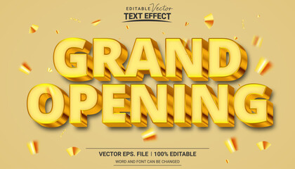 Grand opening shining gold editable 3d vector text effect