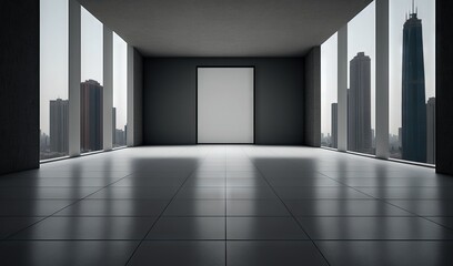  an empty room with a large open door in the middle.  generative ai