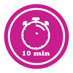 10 Minutes Timer Clock Vector Icon, Timekeeper Icon, Flat Clock Icon Button With Realistic Shadow, And Modern UI UX Website Navigator, Stopwatch Clock Symbol Vector Illustration