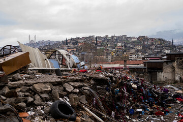 The view of the city after the big earthquake in Kahramanmaras.