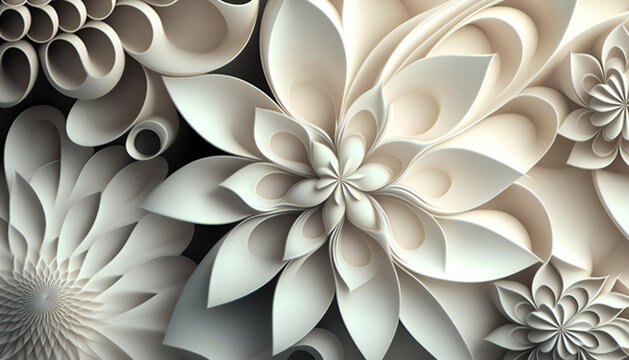 Abstract cut paper flowers. ai