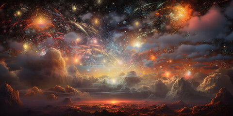 A celestial sky surrealism cosmic starry lighting Generative AI Digital Illustration Part#24032