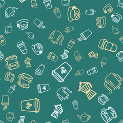Coffee seamless vector pattern for Cup mug, restaurant or cafe menu design. 

