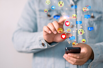 technology social media. Young woman using smart phone,Social media concept..