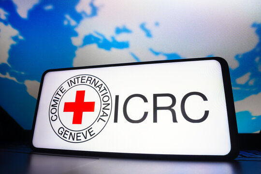 March 23, 2023, Brazil. In this photo illustration, the International Committee of the Red Cross (ICRC) logo seen displayed on a smartphone screen.