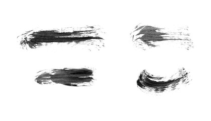 Abstract vector paint smears set. Hand drawn design element. Black ink marks on white background. Grunge texture.