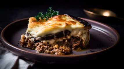  A mouth-watering photo of a classic Greek moussaka