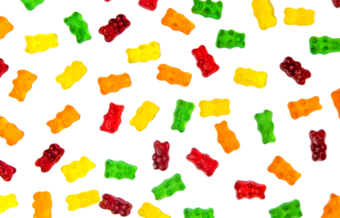 Jelly vitamins candy teddy bears isolate on a white background. Selective focus.