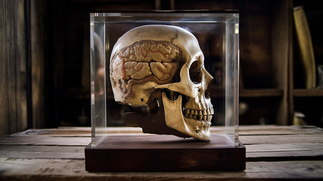 Antique Anatomical Specimen Under Glass Generative AI