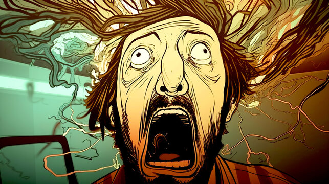 Abstract Screaming Man Illustration Generative AI
