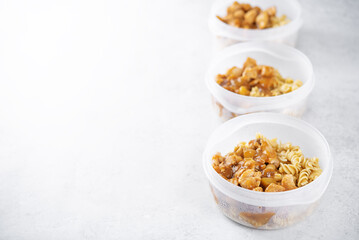 Sets of healthy food in containers