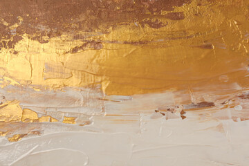 Art modern oil and Acrylic smear blot painting wall. Abstract texture beige, brown and gold color...