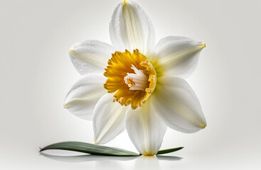 Fototapeta na wymiar white high detailed narcissus flower on white background. 