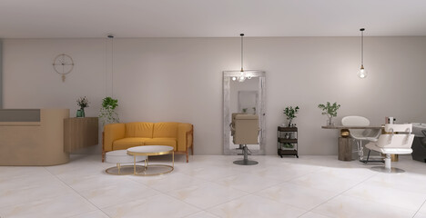 Beauty salon interior 3d render, 3d illustration