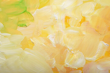 Art oil and acrylic smear blot canvas painting wall. Abstract Yellow color stain brushstroke...