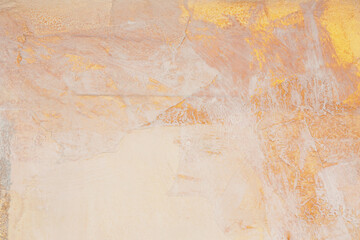 Grunge paper texture painting wall. Abstract gold, nacre and beige marble copy space background.