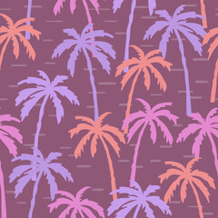 Fototapeta na wymiar Seamless palm tree pattern. Vector colorful tropical background