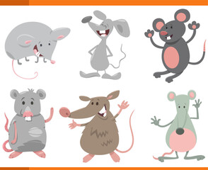 funny cartoon mice animals species characters set