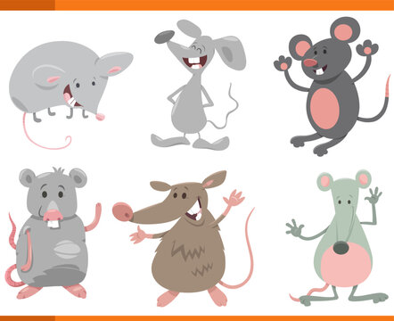 funny cartoon mice animals species characters set