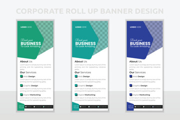 Modern roll up banner template for the exhibition, Corporate Business stand, editable roll up banner vector template, Vertical roll up, x-stand, exhibition display, Retractable banner stand set