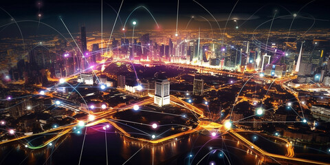 Imaginative visual of smart digital city Generative AI Digital Illustration Part#24032