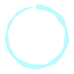 abstract cyan watercolor circle graphic element with copy space - transparent background