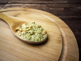 seasoning in a wooden spoon