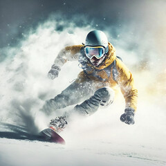 Fototapeta na wymiar Professional snowboarder. ai