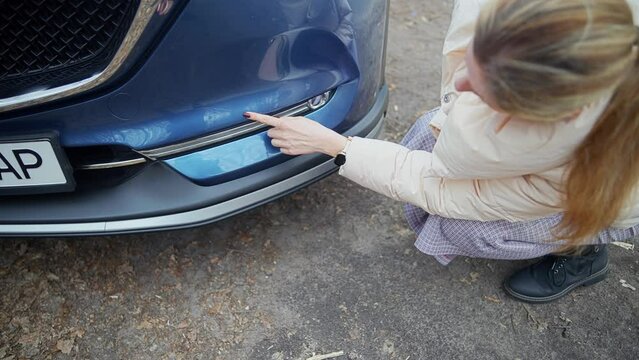 Scratches and deformation on the car bumper