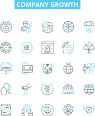 Company growth vector line icons set. Growth, Expansion, Profits, Mergers, Expansion, Expansion, Investment illustration outline concept symbols and signs