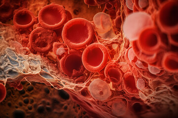 Blood cells in a bone marrow biopsy, AI Generative - obrazy, fototapety, plakaty