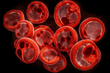 Blood cells in a PET scan, AI Generative - obrazy, fototapety, plakaty