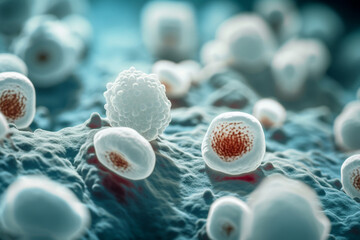 White blood cells in an autoimmune disease, 
erythrocytes, leukocytes, AI Generative - obrazy, fototapety, plakaty
